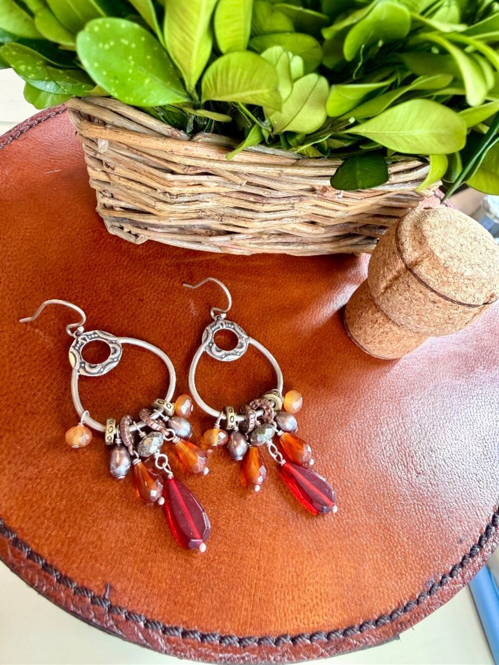 Silpada Sterling Silver Chandelier Agate Pearl Radiate Earrings Retired W2420